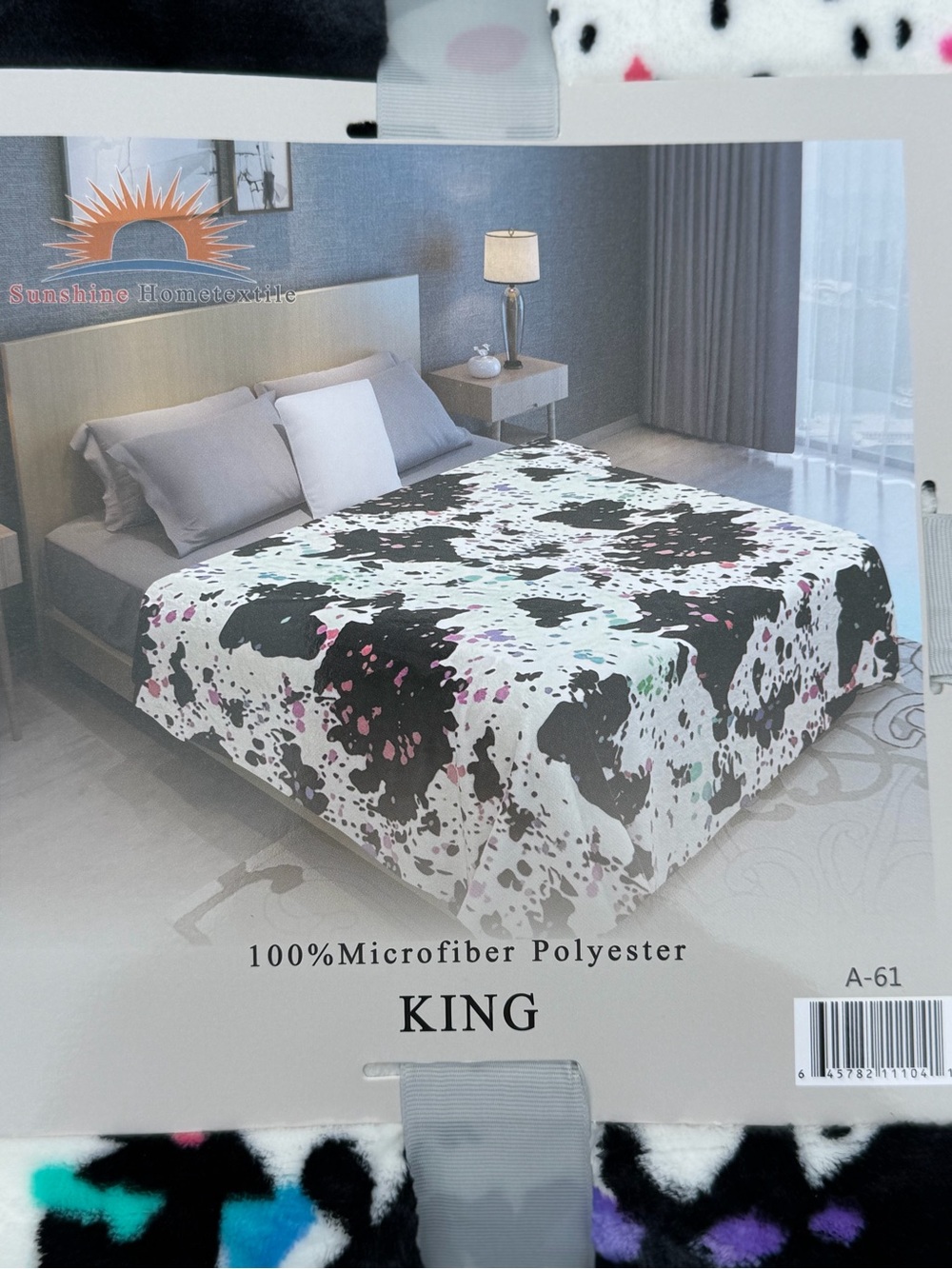 New King size Flannel blanket cowhide thick and cozy black white colorful - Picture 2 of 5
